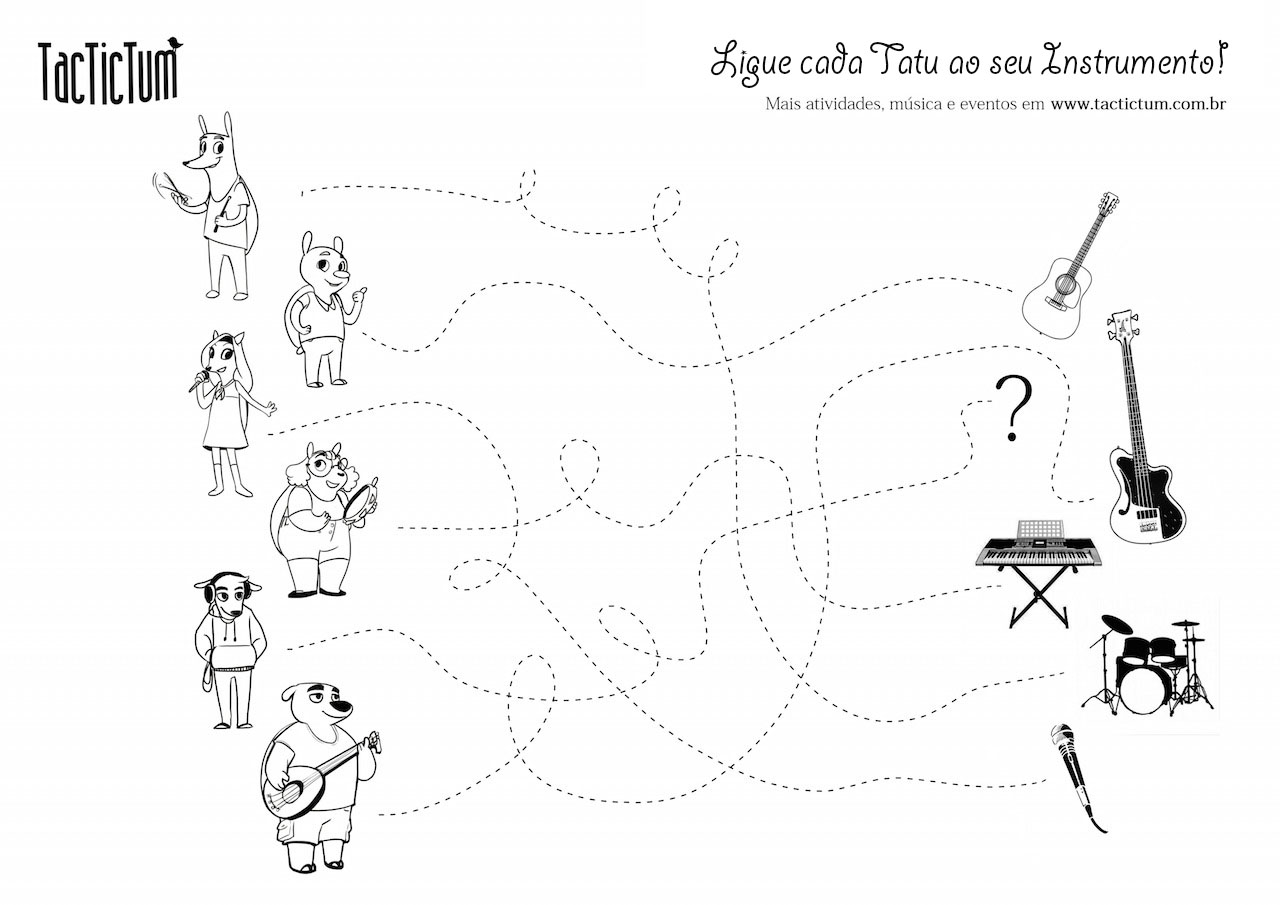 Ligue cada um dos tatus ao seu instrumento